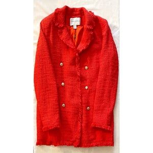 Carolina Belle (Montreal) NWOT Orange/Red Long open-front blazer